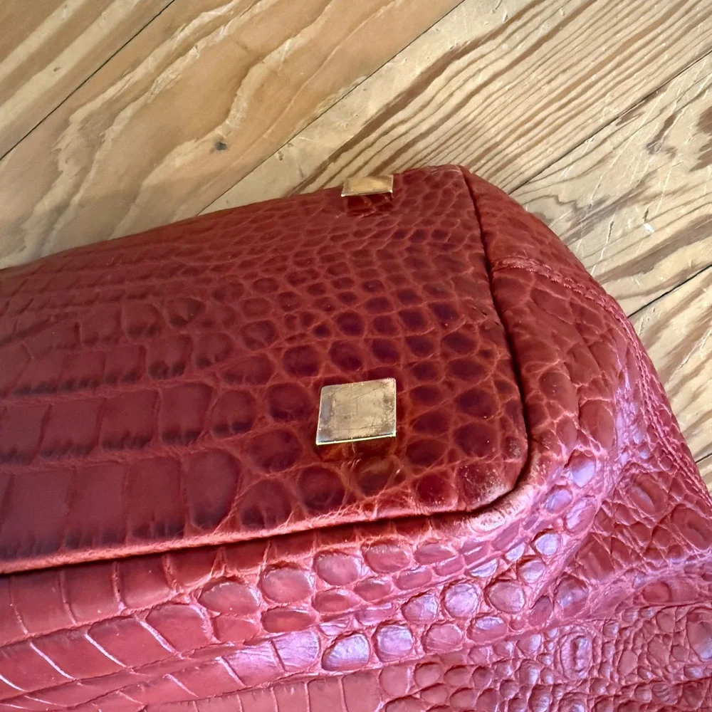 Michael Kors Runway Collection Gia Slouchy Red Crocodile-Patterned Tote